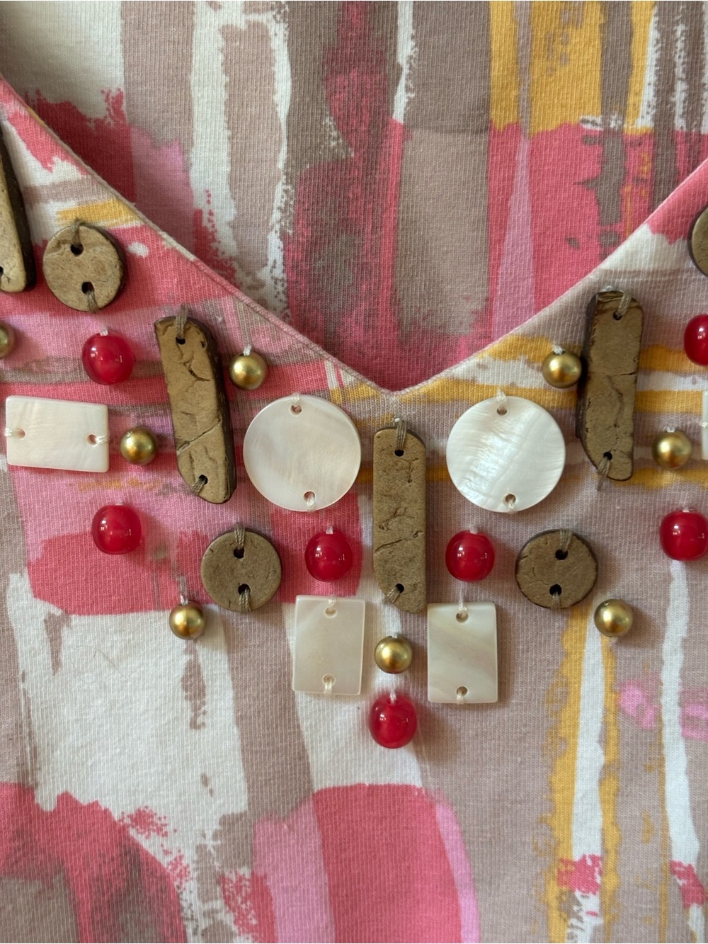 Ruby Rd. Pink and Yellow Abstract Brushstroke Top - Picture 6 of 7